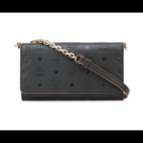 MCM Bags Mcm Klara Monogram Large Tri Fold Crossbody Phone Wallet